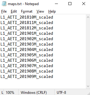 Input text file with input map names